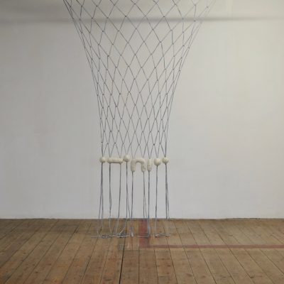 Untitled (2016) - jersey yarn, soap, copper pipe 